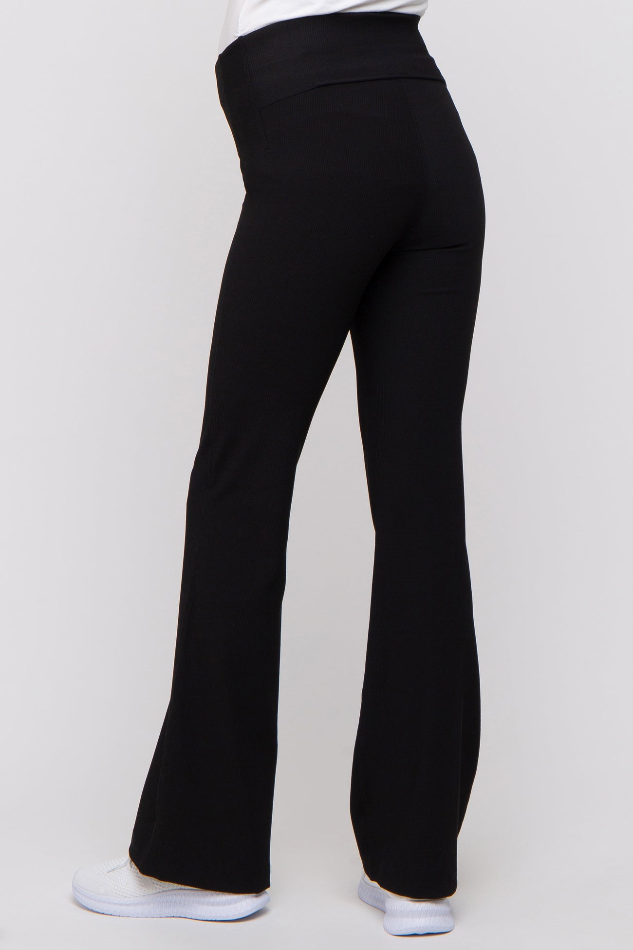 Black Ribbed Maternity Flared Leggings