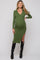 Green Ribbed Collared Fitted Side Slit Maternity Midi Dress