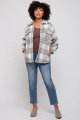 Heather Grey Plaid Fuzzy Button Up Jacket