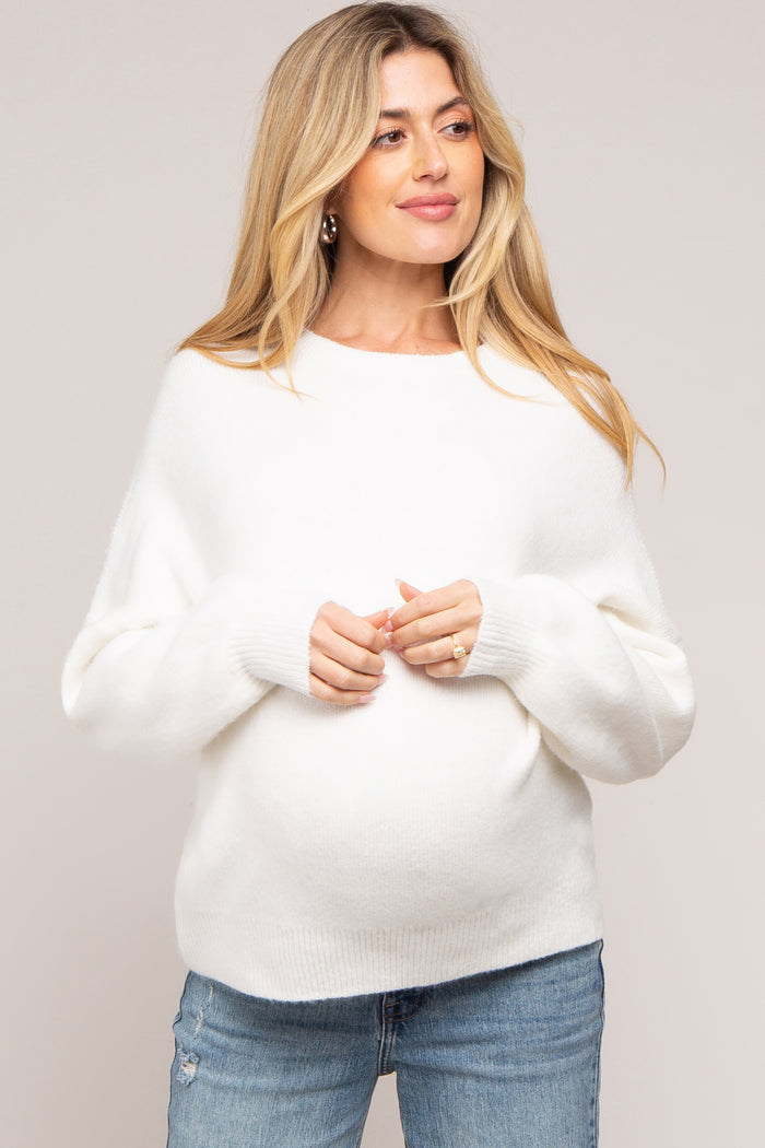 Ivory Bubble Sleeve Maternity Sweater