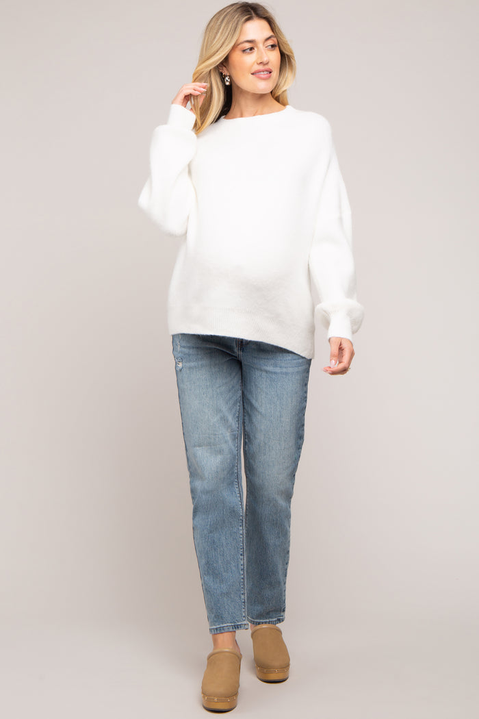Ivory Bubble Sleeve Maternity Sweater