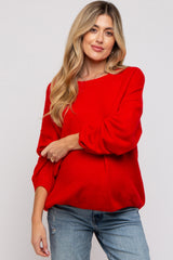 Red Basic Drop Shoulder Maternity Sweater