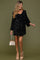Black Sequin Velour Front Tie Maternity Mini Dress