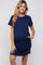 Navy French Terry Cuffed Short Sleeve Maternity Dress