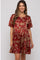 Rust Printed Short Sleeve Pocketed Maternity Dress
