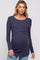 Navy Ribbed Crossover Maternity/Nursing Top