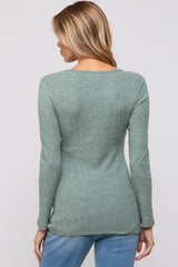 Mint Green Ribbed Crossover Maternity/Nursing Top