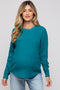 Teal Waffle Knit Round Hem Maternity Sweater