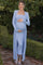 Light Blue Ribbed Sleeveless Dress Cardigan Maternity Set