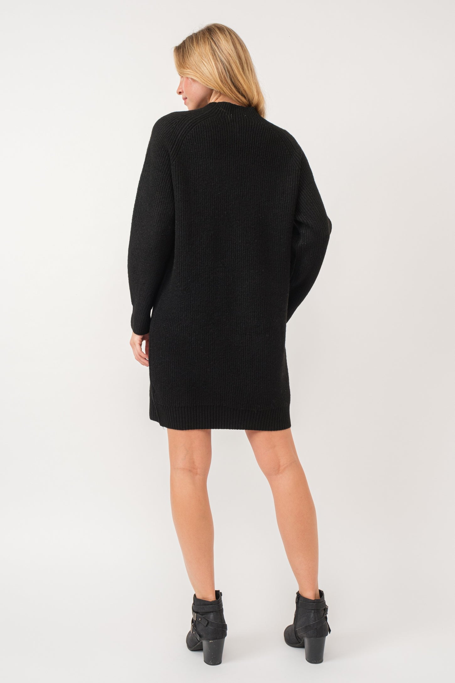 Black Mock Neck Sweater Dress