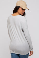 Heather Grey Knit Long Sleeve Top