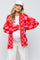 Red Checkered Maternity Cardigan Sweater