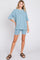 Light Blue Ribbed Soft Short Sleeve Shorts Set
