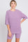 Purple Ribbed Soft Short Sleeve Shorts Set
