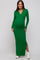 Green Rib Knit Collared Maternity Maxi Dress