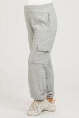 Heather Grey Fleece Cargo Maternity Sweatpants