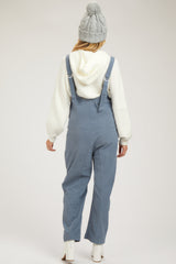Blue Corduroy Wide Leg Maternity Overalls