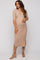 Beige Ribbed Knit Maternity Midi Dress