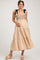 Beige Sleeveless Tiered Colorblock Strap Maternity Maxi Dress