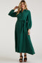 Forest Green Gauze Belted Shirt Maternity Midi Dress