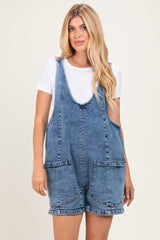 Blue Denim Scoop Neck Short Overall