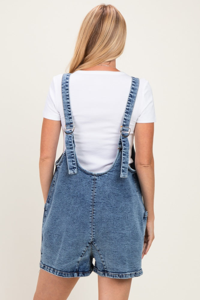Blue Denim Scoop Neck Short Overall