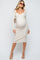 Cream Ribbed Long Sleeve Maternity Midi Dress