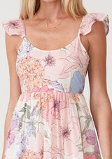 Ivory Floral Tie Back Maxi Dress