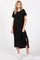 Black Ribbed Short Sleeve Midi Dress