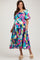 Royal Floral Tiered Puff Sleeve Maternity Midi Dress