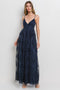 Navy Floral Lace Overlay Maxi Dress