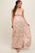 Light Pink Floral Sweetheart Smocked Front Cutout Maternity Maxi Dress