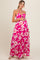 Fuchsia Floral Halter Neck Maternity Maxi Dress