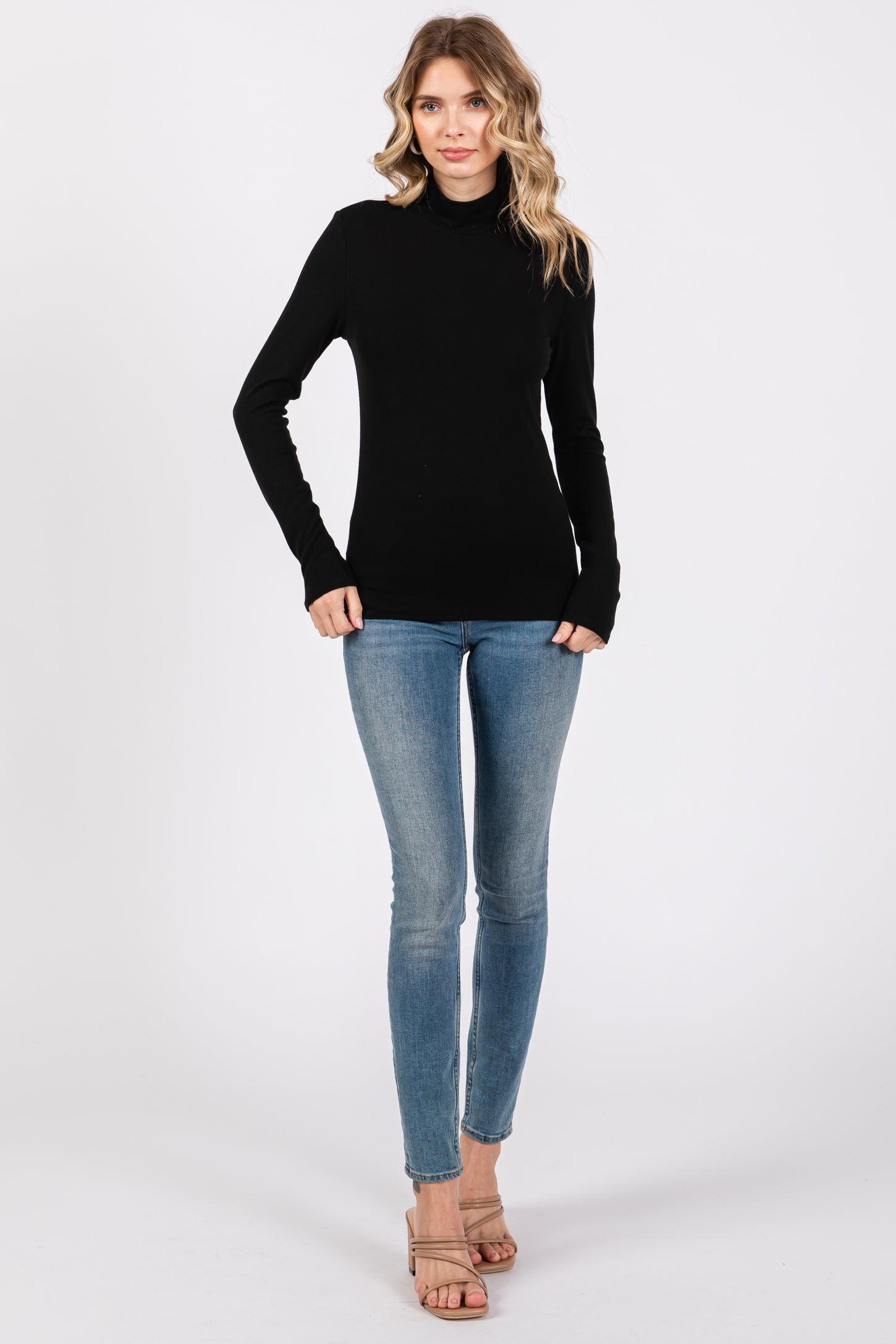 Black Soft Turtle Neck Top