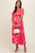 Coral Floral Off Shoulder Puff Sleeve Maternity Midi Dress
