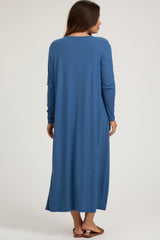 Blue Ribbed Cardigan 2 Piece Maternity Set