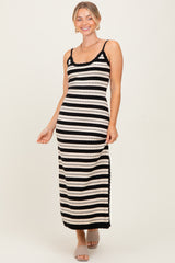 Beige Patterned Sleeveless Maternity Maxi Dress