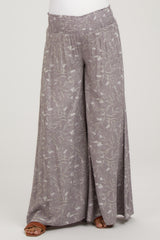 Lavender Floral Smocked Wide Leg Maternity Pants