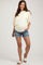 Blue Distressed Fringe Hem Maternity Jean Shorts