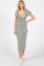 Forest Green Striped Drawstring Ruched Front Midi Dress