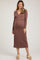 Brown Ribbed Long Sleeve Maternity Wrap Nursing Dress