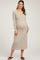 Beige Ribbed Long Sleeve Maternity Wrap Nursing Dress