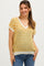 Mustard Striped Knit V-Neck Short Sleeve Maternity Top