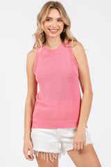 Pink Sleeveless Knit Maternity Top