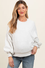 Heather Gray Long Sleeve Maternity Crewneck
