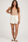 White Fringe Hem Maternity Drawstring Shorts
