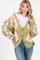 Green Floral Argyle Cardigan Sweater