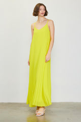 Lime Pleated Sleeveless Maternity Maxi Dress