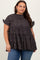 Black Animal Print Tiered Plus Top
