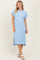 Light Blue Ribbed Short Sleeve Midi Dress